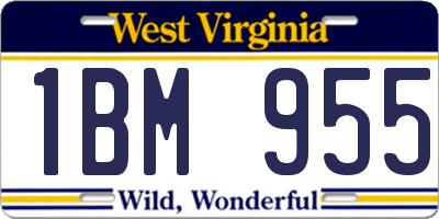 WV license plate 1BM955