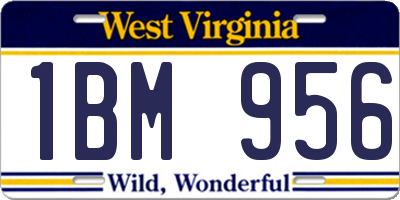 WV license plate 1BM956