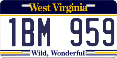 WV license plate 1BM959