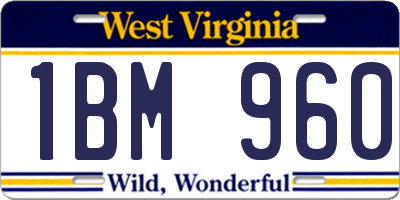 WV license plate 1BM960