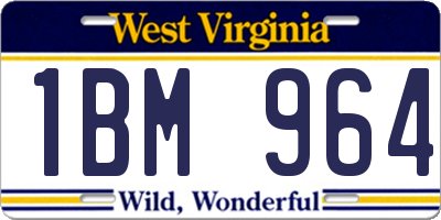 WV license plate 1BM964
