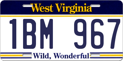 WV license plate 1BM967