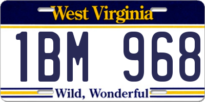WV license plate 1BM968