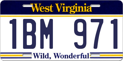 WV license plate 1BM971