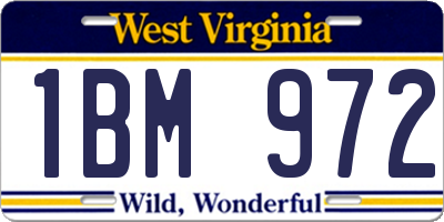WV license plate 1BM972