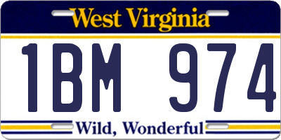 WV license plate 1BM974