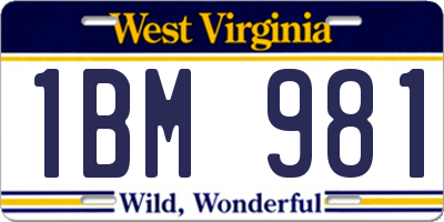 WV license plate 1BM981