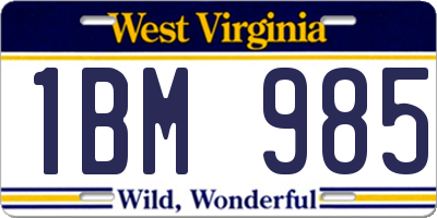 WV license plate 1BM985