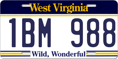 WV license plate 1BM988