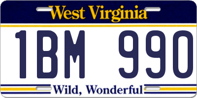 WV license plate 1BM990