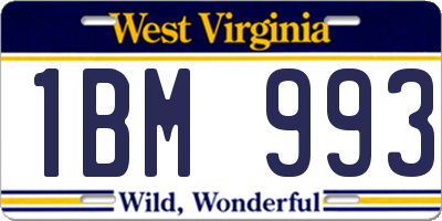 WV license plate 1BM993