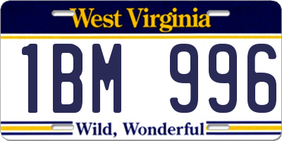 WV license plate 1BM996
