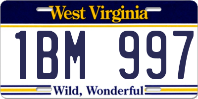 WV license plate 1BM997