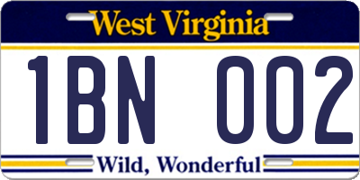 WV license plate 1BN002