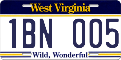 WV license plate 1BN005