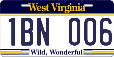 WV license plate 1BN006