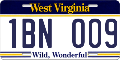 WV license plate 1BN009