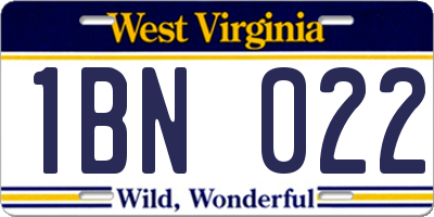 WV license plate 1BN022