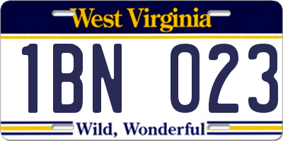 WV license plate 1BN023