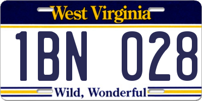 WV license plate 1BN028