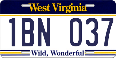 WV license plate 1BN037