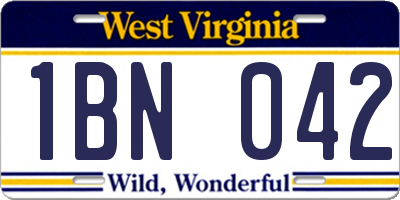 WV license plate 1BN042