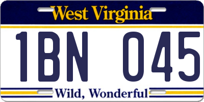 WV license plate 1BN045