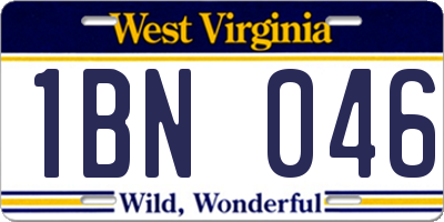 WV license plate 1BN046