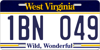 WV license plate 1BN049