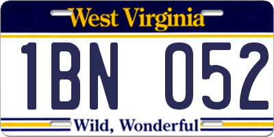 WV license plate 1BN052