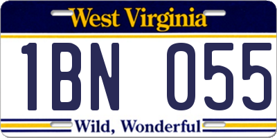 WV license plate 1BN055