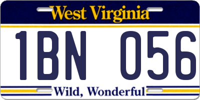 WV license plate 1BN056