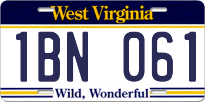WV license plate 1BN061