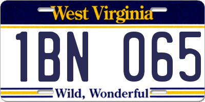 WV license plate 1BN065