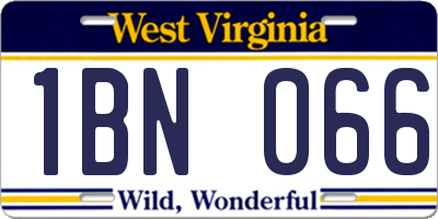 WV license plate 1BN066