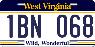 WV license plate 1BN068