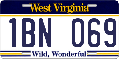 WV license plate 1BN069