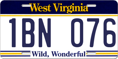 WV license plate 1BN076