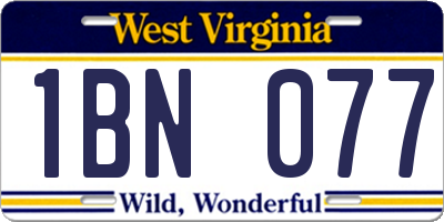 WV license plate 1BN077