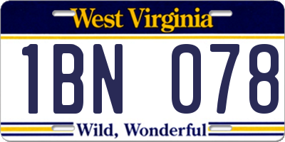 WV license plate 1BN078