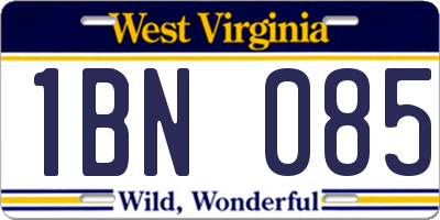 WV license plate 1BN085