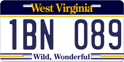 WV license plate 1BN089