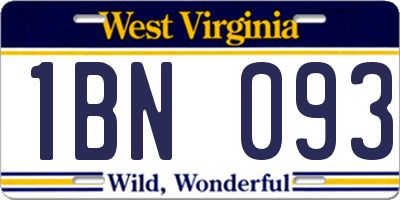 WV license plate 1BN093