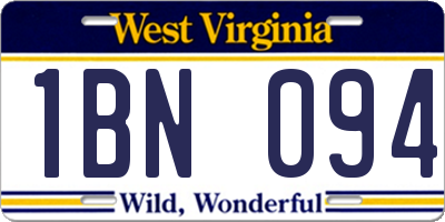 WV license plate 1BN094