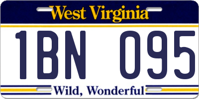 WV license plate 1BN095