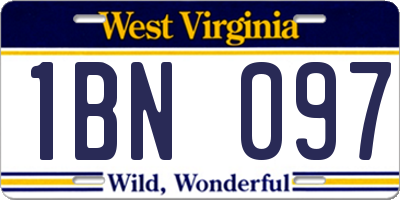 WV license plate 1BN097