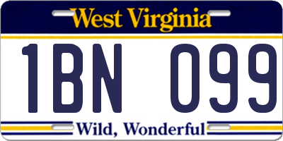 WV license plate 1BN099