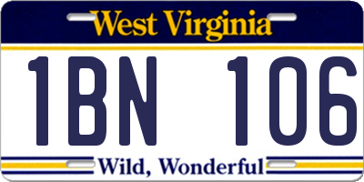 WV license plate 1BN106
