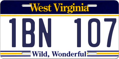 WV license plate 1BN107