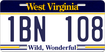 WV license plate 1BN108